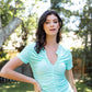 Mesh Ruched Cut-out Detail Short Sleeve Top