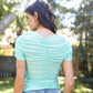 Mesh Ruched Cut-out Detail Short Sleeve Top