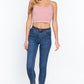 Round Neck W/removable Bra Cup Cotton Spandex Bra Top