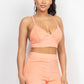 Terry Towel Bralette Top & Mini Shorts Set