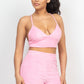 Terry Towel Bralette Top & Mini Shorts Set