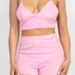 Terry Towel Bralette Top & Mini Shorts Set