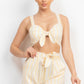 Tie-front Striped Crop Top & Belted Shorts Set