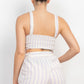Tie-front Striped Crop Top & Belted Shorts Set