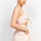 Tie-front Striped Crop Top & Belted Shorts Set