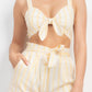 Tie-front Striped Crop Top & Belted Shorts Set