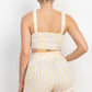 Tie-front Striped Crop Top & Belted Shorts Set