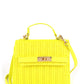 Faux Straw Top Handle Clutch