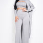 Solid Heavy Rayon Spandex Tube Top, Long Sleeve Cape Top And Wide Leg Pants 3 Piece Set