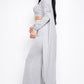 Solid Heavy Rayon Spandex Tube Top, Long Sleeve Cape Top And Wide Leg Pants 3 Piece Set