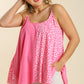 Linen Blend Mixed Animal Print Adjustable Spaghetti Strap Top