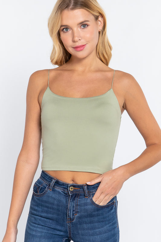 Elastic Strap Two Ply Dty Brushed Knit Cami Top