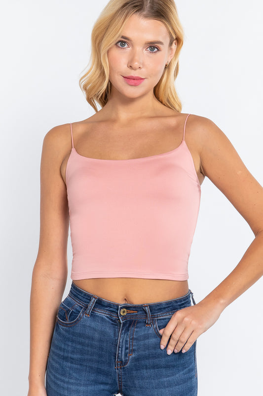 Elastic Strap Two Ply Dty Brushed Knit Cami Top