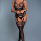 1 Pc Multiple Strapped Top Attached Garters And Mid-high Stockings With Floral Design