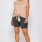 Solid Biker High-waisted Shorts With Elastic Waist