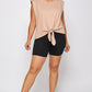 Solid Biker High-waisted Shorts With Elastic Waist