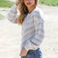 Stripe Knit Cotton Blend Long Sleeve Top