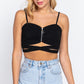 Zippered Cross Rib Knit Crop Cami