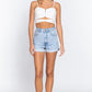 Zippered Cross Rib Knit Crop Cami