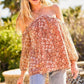 Strap Halter Neck Balloon Sleeve Floral Print Top