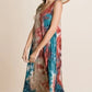 Tie Dye Ribbed Brush Sleeveless Flowy Asymmetrical Hem Midi Dress