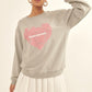 Vintage-style Heart Graphic Print French Terry Knit Sweatshirt