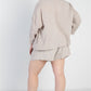 Plus Grey Button-up Collared Neck Blazer High Waist Shorts Set