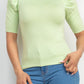 Round Neck Puff Ruched Sleeve Top