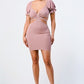 Lux Side Cutout W/ Back Tie Detail Bodycon Dress