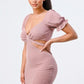 Lux Side Cutout W/ Back Tie Detail Bodycon Dress