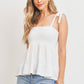 Smocking Bust With Self Tie Straps Sleeveless Waffle Top