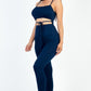 Solid Tie Front Cut Out Jumpsuit