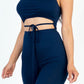 Solid Tie Front Cut Out Jumpsuit