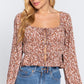 Shirring W/ribbon Woven Top
