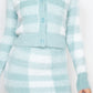 Plaid Button-front Cropped Sweater Cardigan