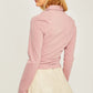 Woven Solid Ruched Front Long Sleeve