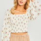 Woven Print Smocked Long Sleeve