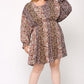 Print Mixed Dolman Sleeve Dress With Side Pockets