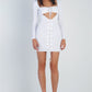 Knit Cut-out Bustier Top Lace Down Detail Mini Dress
