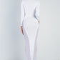Cutout Bust Mesh Side Detail Long Sleeve Dress