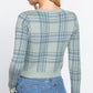 Long Sleeve V-neck Fitted Button Down Plaid Sweater Cardigan