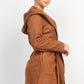 Suede Hooded Waist-tie Belt Jacket