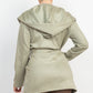 Suede Hooded Waist-tie Belt Jacket