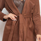 Suede Hooded Waist-tie Belt Jacket