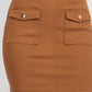 Belted Pocket Solid Mini Skirt