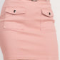 Belted Pocket Solid Mini Skirt