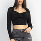 Twisted Velvety Long Sleeve Crop Top