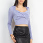 Twisted Velvety Long Sleeve Crop Top
