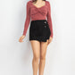 Twisted Velvety Long Sleeve Crop Top
