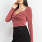 Twisted Velvety Long Sleeve Crop Top